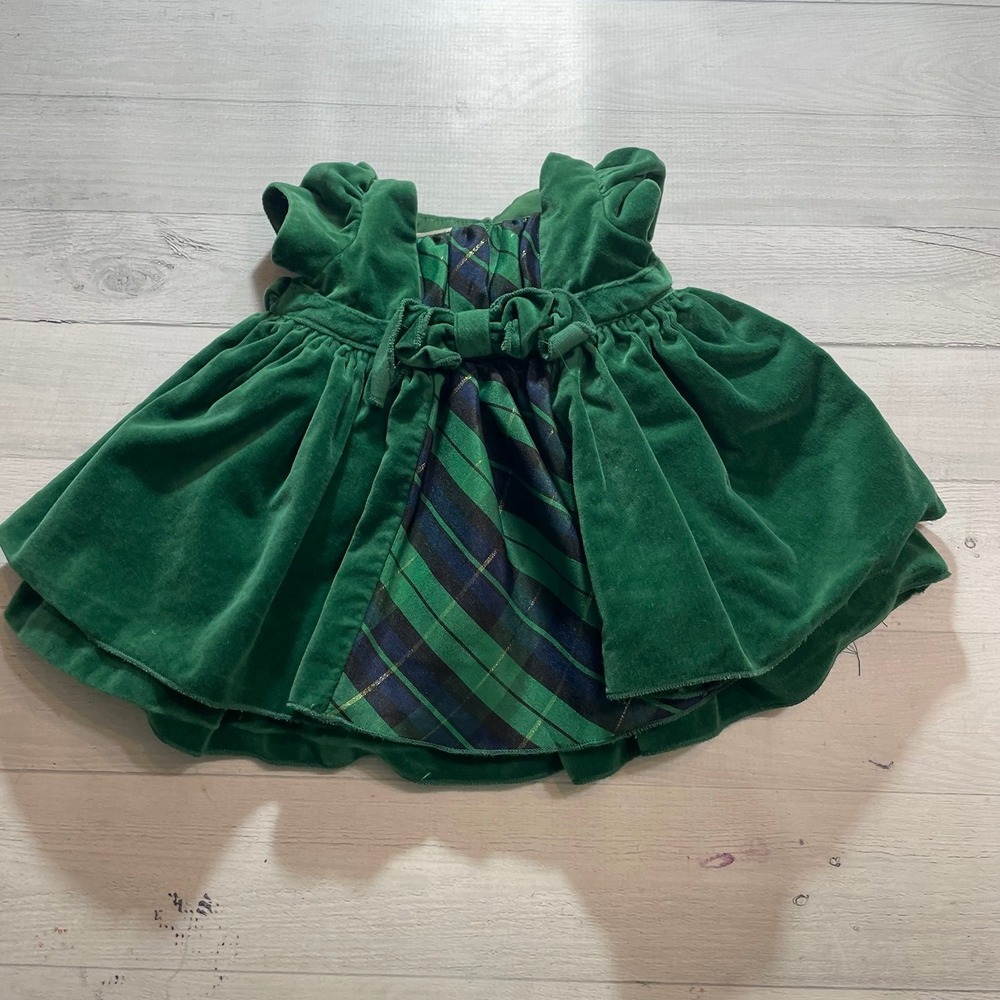 Laura Ashley girls green velvet dress 3 months